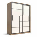 Sliding door wardrobe with wooden frame and glass panels 120 x 40 x 200cm