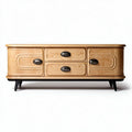 Wooden storage chest with metal handles suitable for living room dimensions 120 x 45 x 50cm