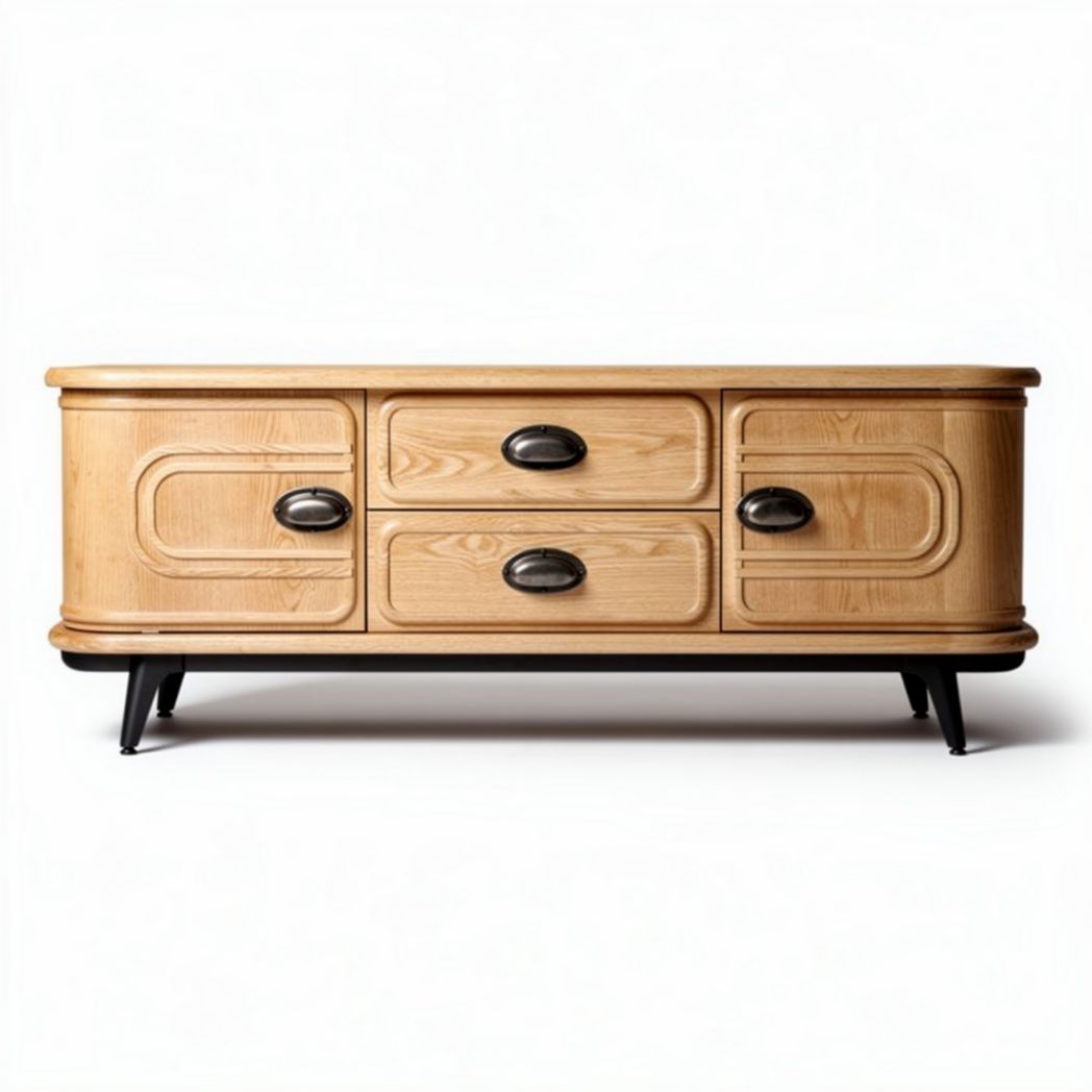 Wooden storage chest with metal handles suitable for living room dimensions 120 x 45 x 50cm
