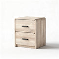 Wooden nightstand with two drawers and modern design in natural finish