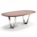Oval wooden dining table with stainless steel legs 200 x 100 x 75cm