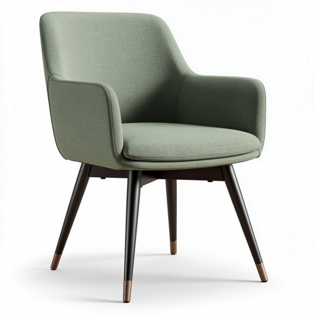 Fabric armchair in green with wooden legs and modern design 60 x 60 x 80cm