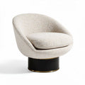 Swivel accent chair in cream fabric with black base 80 x 80 x 75cm