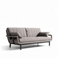 Sofa bed in gray fabric with removable cushions for living room use