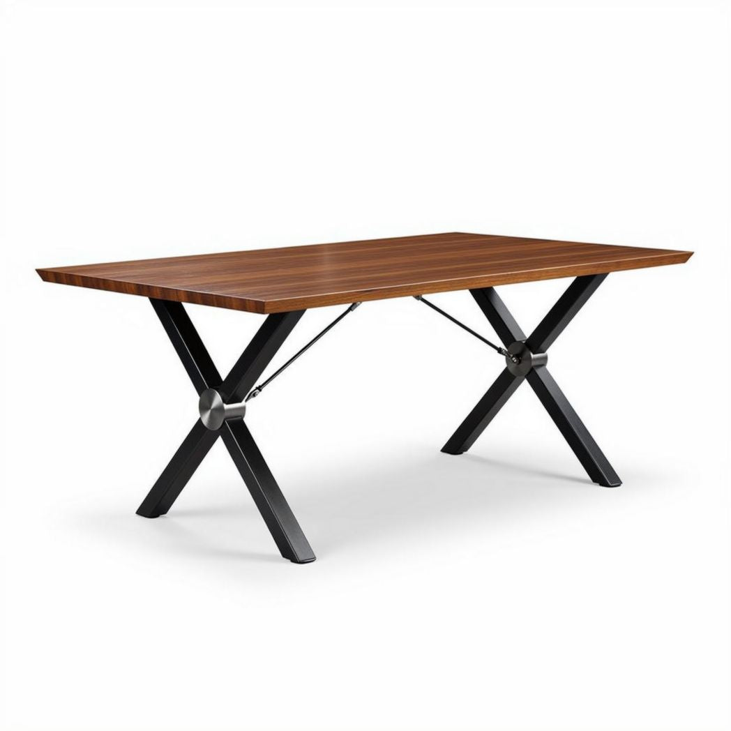 Wooden dining table with black metal legs 180 x 90 x 75cm