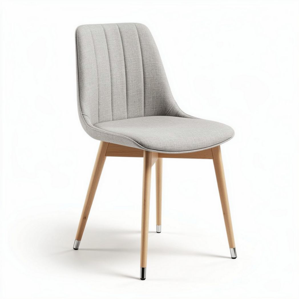 Fabric dining chair with wooden legs in light gray color 45 x 45 x 85cm