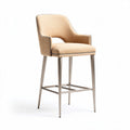 Upholstered bar stool with armrests and stainless steel frame in beige 90 x 50 x 100cm